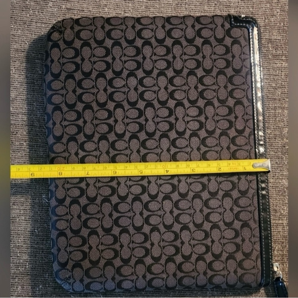 Coach Black and Gray Patterned Zip Portfolio/iPad case
